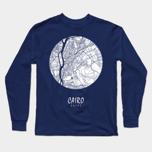 Cairo, Egypt City Map - Full Moon Long Sleeve T-Shirt